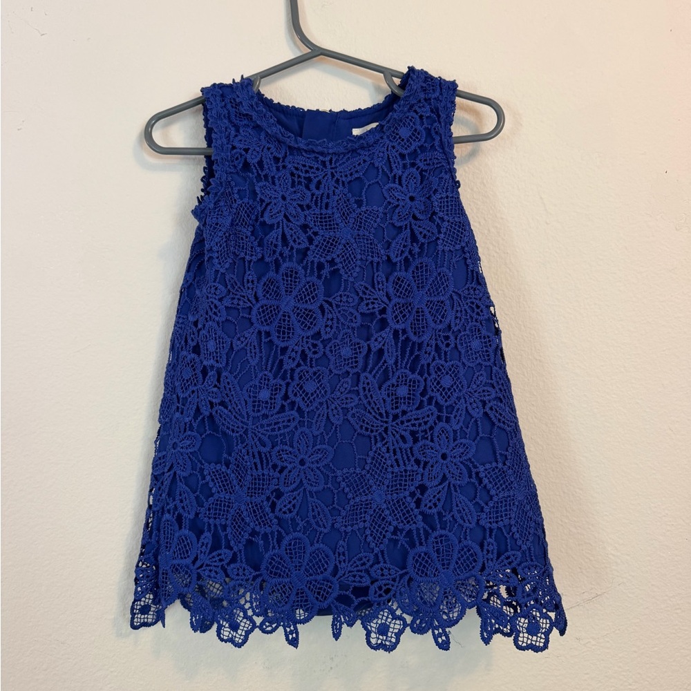 Girls' Royal Blue Floral Lace Dress